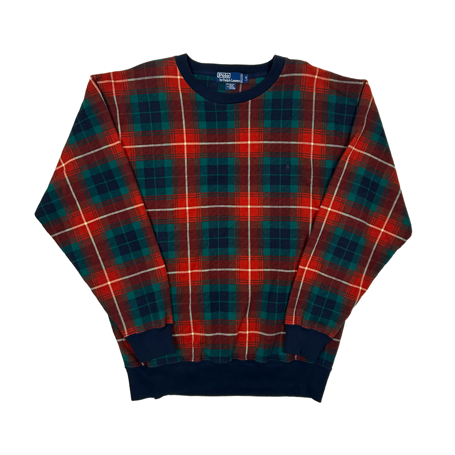 1990s Plaid Polo Crewneck